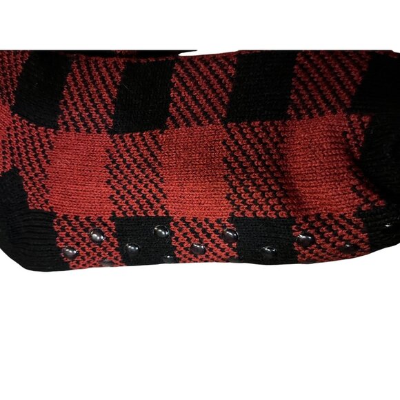Bass Pro Slipper Socks NEW No Tags Red Black Plaid Fleece Lined Non-Slip - Picture 5 of 9